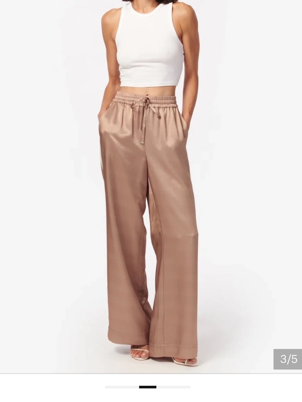 Cami NYC Satin Wide-Leg Pants in Latte